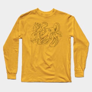 Line Art Octopus Illustration Long Sleeve T-Shirt